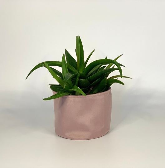 Eco Friendly Upcycled Dusky Pink Velvet Fabric Pot Plant Cover