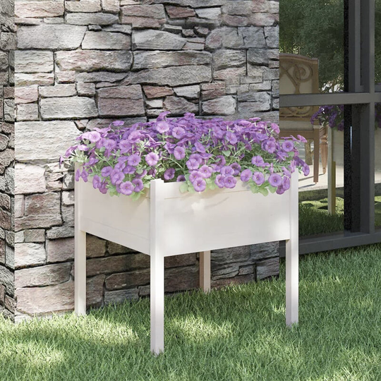 Asupermall - Garden Planter White 70x70x70 cm Solid Pinewood