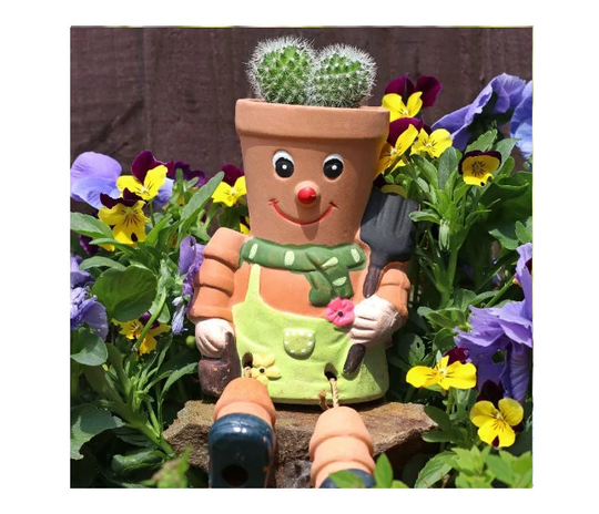 Pot Man Small Terracotta Garden Shelf Plant Gardener Gardening Lover Gift