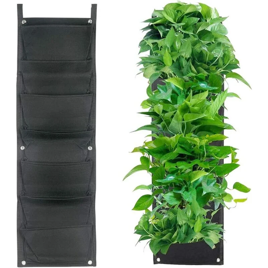 7 Plant Pockets Vertical Wall Grow Bags Hanging Garden Pocket Planter.