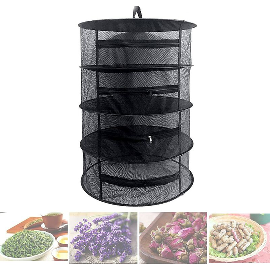 Readcly - Foldable Hanging Drying Net 4 Layers Plant Mesh Floor Drying Basket with Zipper The Dry Rack for Drying Herbs Net Mesh Drying Bag