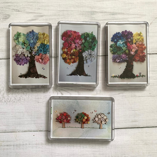 Printed Individual Mini Tree Acrylic Magnet, Rainbow Fridge Season Decor Art Gift, Cute Magnet