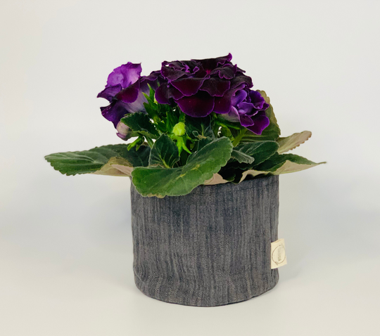 Eco Friendly Upcycled Grey Fabric Pot Plant Cover/Dark