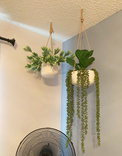 Set Of 2 Ceramic Planter On Rope, Pcs Simple & Elegant Hanging Planter, Wall Rope Plant Hanger Set, Holder