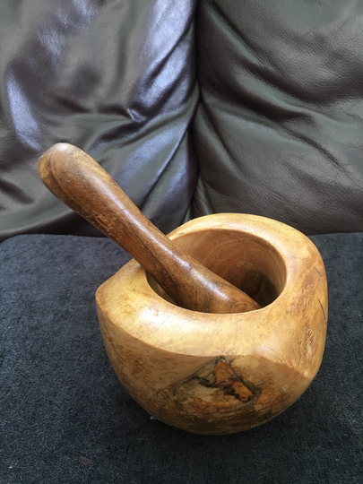 Vintage Olive Wood Mortar & Pestle