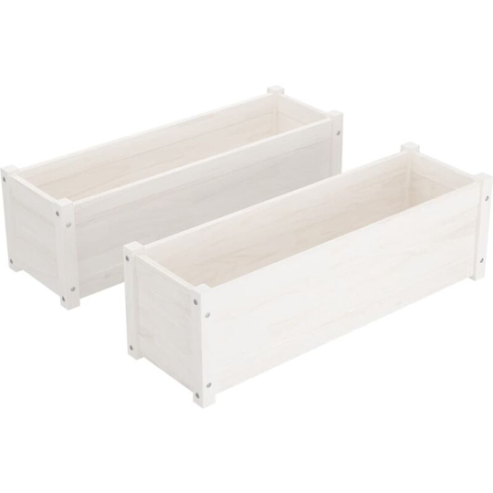 Garden Planters 2 pcs White 100x31x31 cm Solid Pinewood Vidaxl White