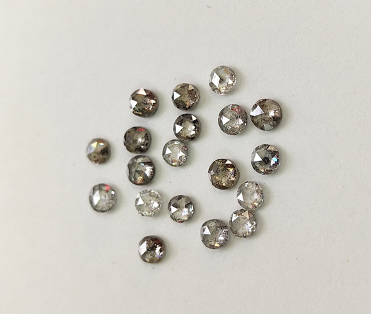 4mm Salt & Pepper Diamond Round Rosecut Loose Gemstone - Gray Diamond - Top Quality Diamonds For Jewelry Making