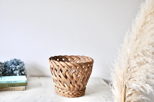 Vintage Wicker Rattan Woven Plaited Planter Or Pot Holder From The 1970S