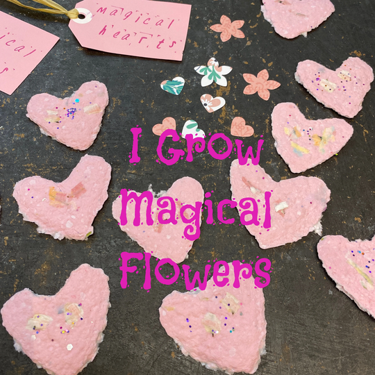Seed Paper Hearts, Magical Plantable 15 Small Recycled Handmade Make A Wish, Party Gifts, Grandmas Garden, Stocking Filler