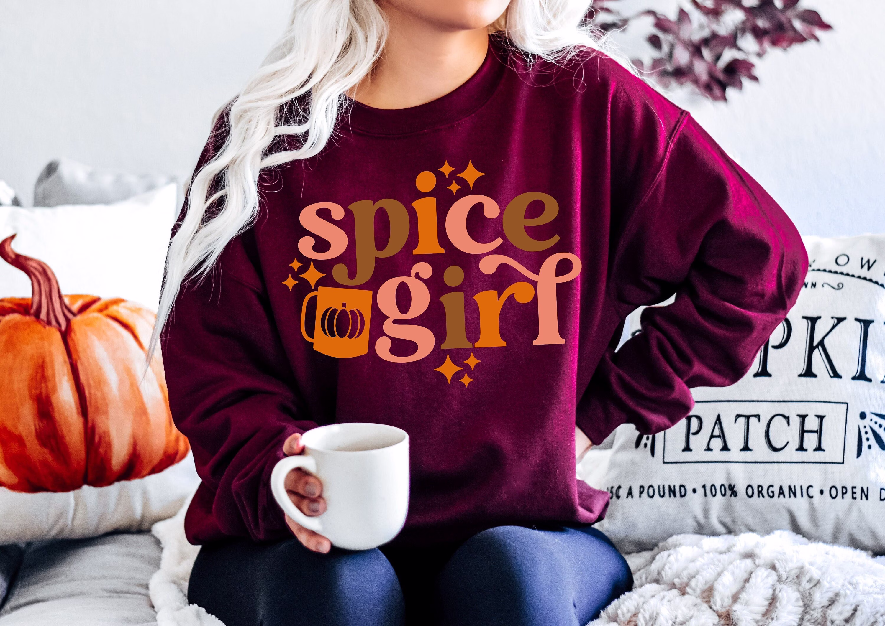 Spice Girl Fall Sweatshirt - Cute Pullover Thanksgiving Comfy Sweater Pumpkin Shirt Season