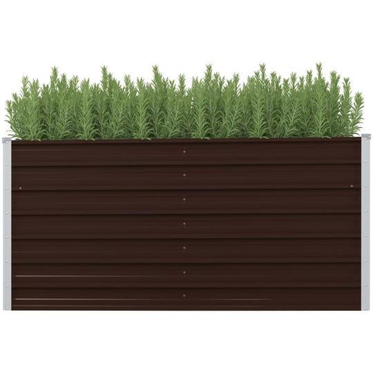 Asupermall - Garden Planter Brown 160x40x77 cm Galvanised Steel