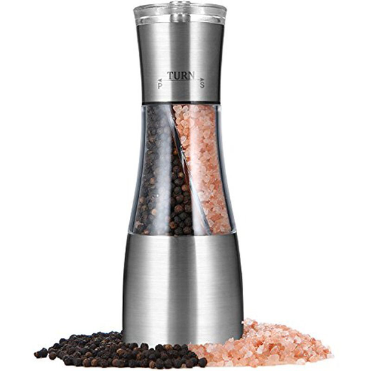 Sturdy Dual Salt and Pepper Grinder Combo, Adjustable Ceramic Mill Shaker