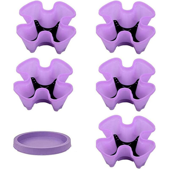 Flower Pots,Stackable Flower Tower Multi,Layer Vertical Plant Pot Planter Four Petal Plastic with Tray,for Vegetable Flower Purple