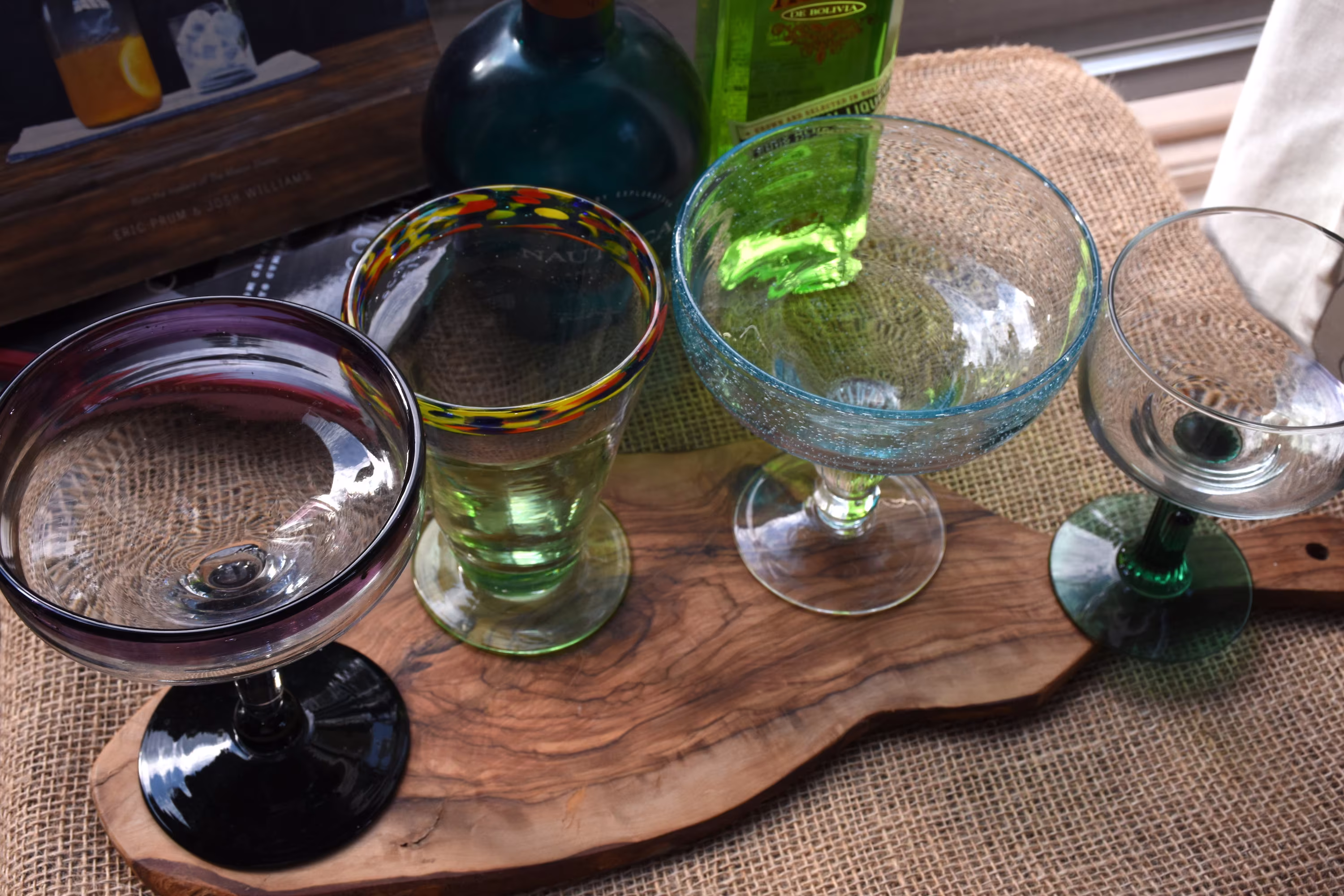 Unique Margaritas For Everyone Vintage Mexico Blown Glass Glasses Set 4 Heavy Authentic Fun Tequila Patron Boho Salt On Rim Funky