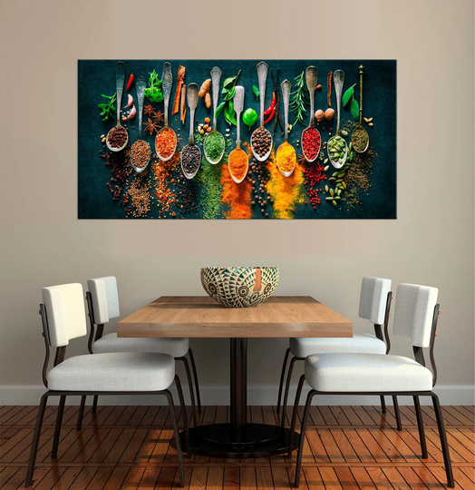 Spices Canvas Print Kitchen Wall Decor Cooking Gifts Multi Panel Herbs & Spices Large Art