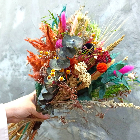 Mix Multi Tone Dried Bouquet, Wedding Bridal Bouquet, Natural Flower Arrangement, Forest Wedding, Rustic, Wildflowers Grass Bouquet