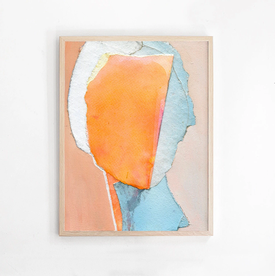 Peachy Season - Abstract Summer Art Print, Contemporary Orange & Blue Wall Art, Vibrant Minimal Artwork Decor