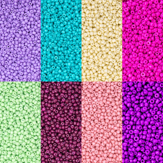 50G Bake Painted Glass Seed Beads. Opaque Round Beads For Jewellery. Approx 500 X 4mm | 6/0, 1500 3mm | 8/0, 3000 2mm | 11/0