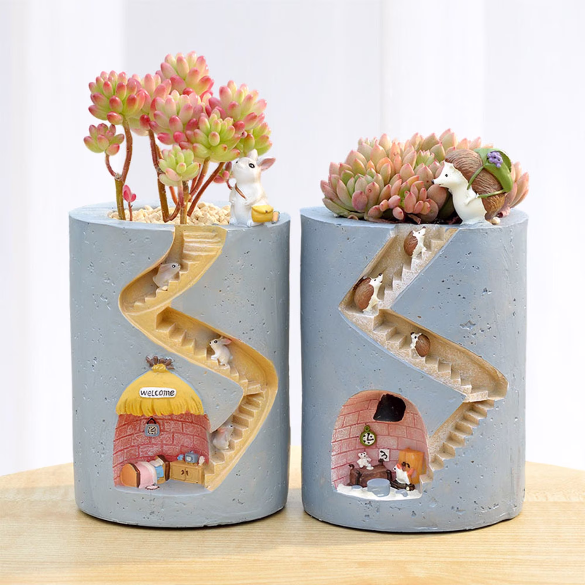 Ornament Plant Pots, Flowerpot Succulents Planter, Hedgehog Ceramic Pot, Cactus Rabbit Planter Pots Unique, Plants Indoor