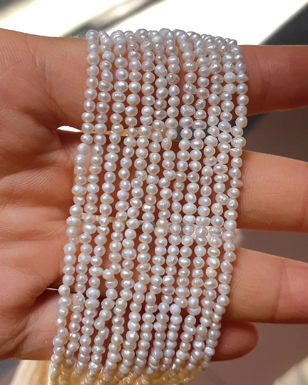 2-3mm Tiny Seed Pearl Beads Natural White Potato Freshwater Pearls Genuine Pb731
