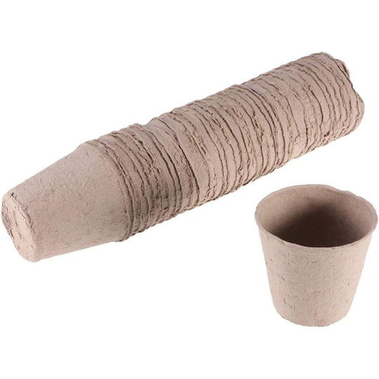 100 Pcs Biodegradable Peat Pots for Seeding Plant Seed Starter Pots Kit Plastic Succulent Planter Nursery Pots (8 * 8cm)