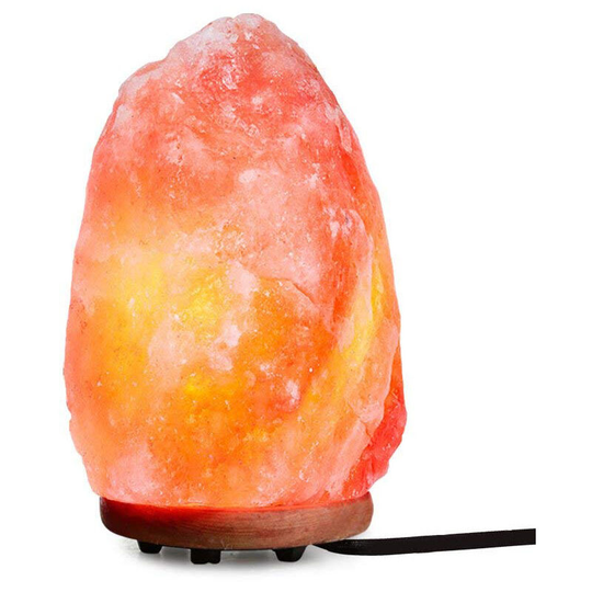 Deckon - Crystal Salt Lamp - Dimmable Knob - All Natural - Handcrafted with Wooden Base - 2-3 kg