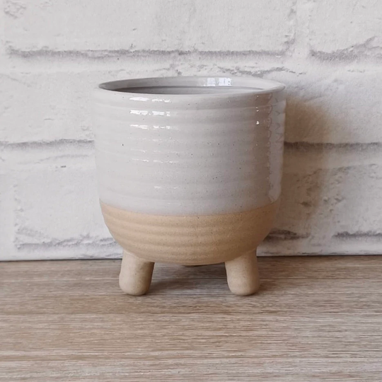 Grey Rustic Stone Medium Glaze Planter Flower Vase Holder Home Decoration Décor Minimalist Minimalism Natural Mother's Day Gift Present