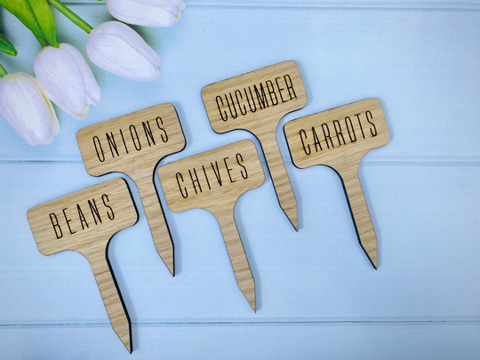 Garden Markers Stakes Vegetable Fruit Seed Herb Custom Personalised Tags Sign Gift Gardening Plot Allotment Veggie Wood Veg Labels Flower