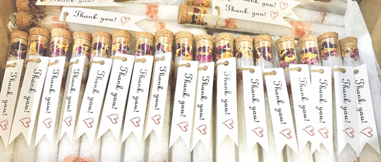 Thank You Favours, Bath Salt Glass Test Tubes, Custom Wedding Favours, Party Baby Shower Favour, Bridal Shower, Hens