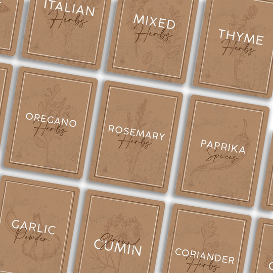 30 Rustic Herbs & Spices Labels Vinyl Stickers - Pantry Shelves Kitchen Chic Vintage Container Jar Label #77508