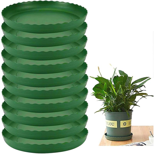 Flower Pot Saucer, 10pcs Plastic Flower Pot Saucer, Indoor or Outdoor Plant Saucers Green, ø 25.5cm