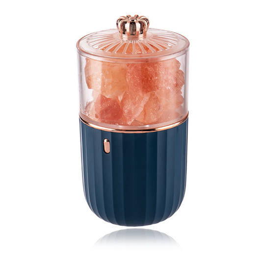 Litzee - Natural Salt Lamp, Crystal Rock Salt Lamp, Healthy Small Mine Lava Salt Night Lamp, for Bedrooms and Offices, Rechargeable, Dark Blue