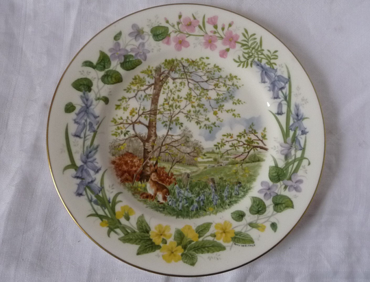 Coalport "Woodland Seasons' Collectors' Plate "Spring' Hare Bluebells Violets Primroses Landscape 9