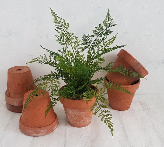 Fern Plant in Old Terracotta Pot Artificial Green Houseplants Realistic Faux Ferns Large Plants Indoor Planter Clay Gifts Her