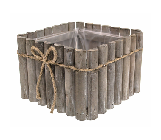 Picket Fence Square Wood Wooden Planter Flower Box Pot With Plastic Liner