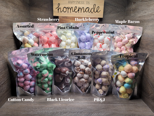 Muliple Flavors Freeze Dried Salt Water Taffy - Banana, Vanilla, Berries & Cream, Cotton Candy, Dessert, Cinnamon, Chocolate