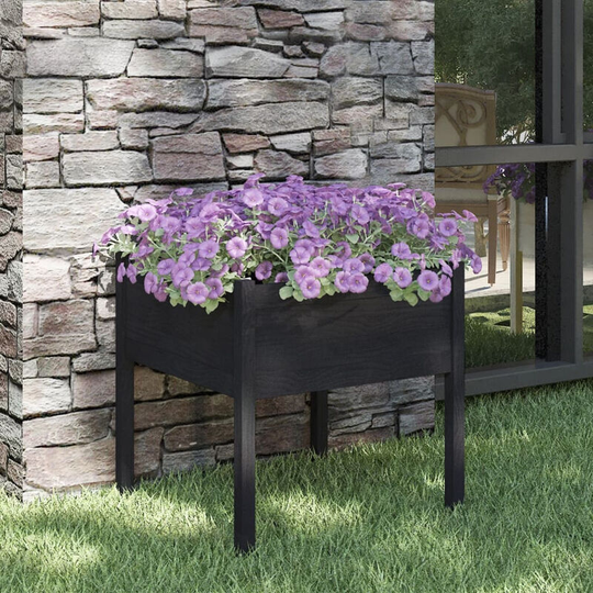 Asupermall - Garden Planter Black 70x70x70 cm Solid Pinewood