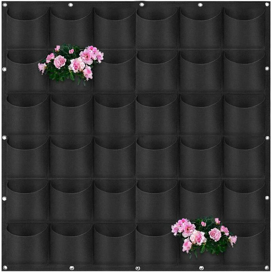 Wall Plant Bag,Wall Grow Bags, Outdoor Wall Hanging Flower Pot Hanging Plant Bag, Vertical Felt Wall Plant Bag (Black)