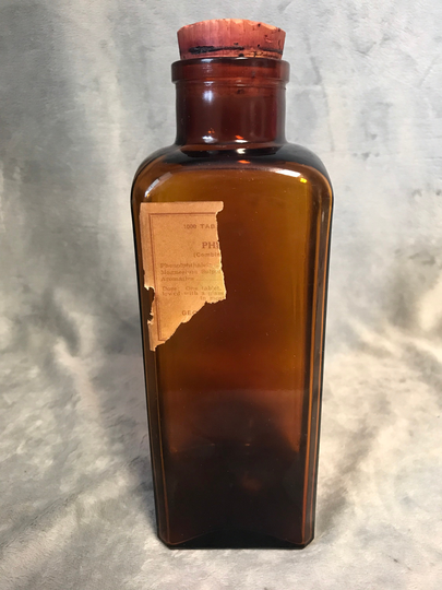 Antique Apothecary Medicine Bottle Amber Empty
