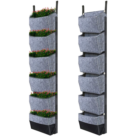 Hanging Planting Bags with 6 Pockets Vertical Gardening Flower Pots Planter Hanging Wall Garden Planting Bags Breathable Wall Planter Growing Bags 42