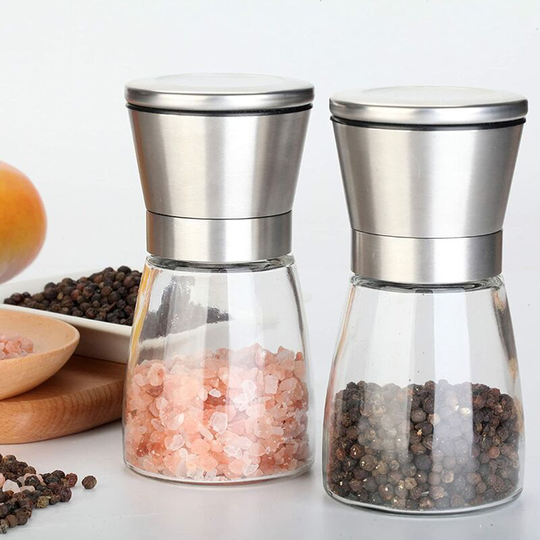 Professional stainless steel salt and pepper mill set Stainless steel salt and pepper mill set