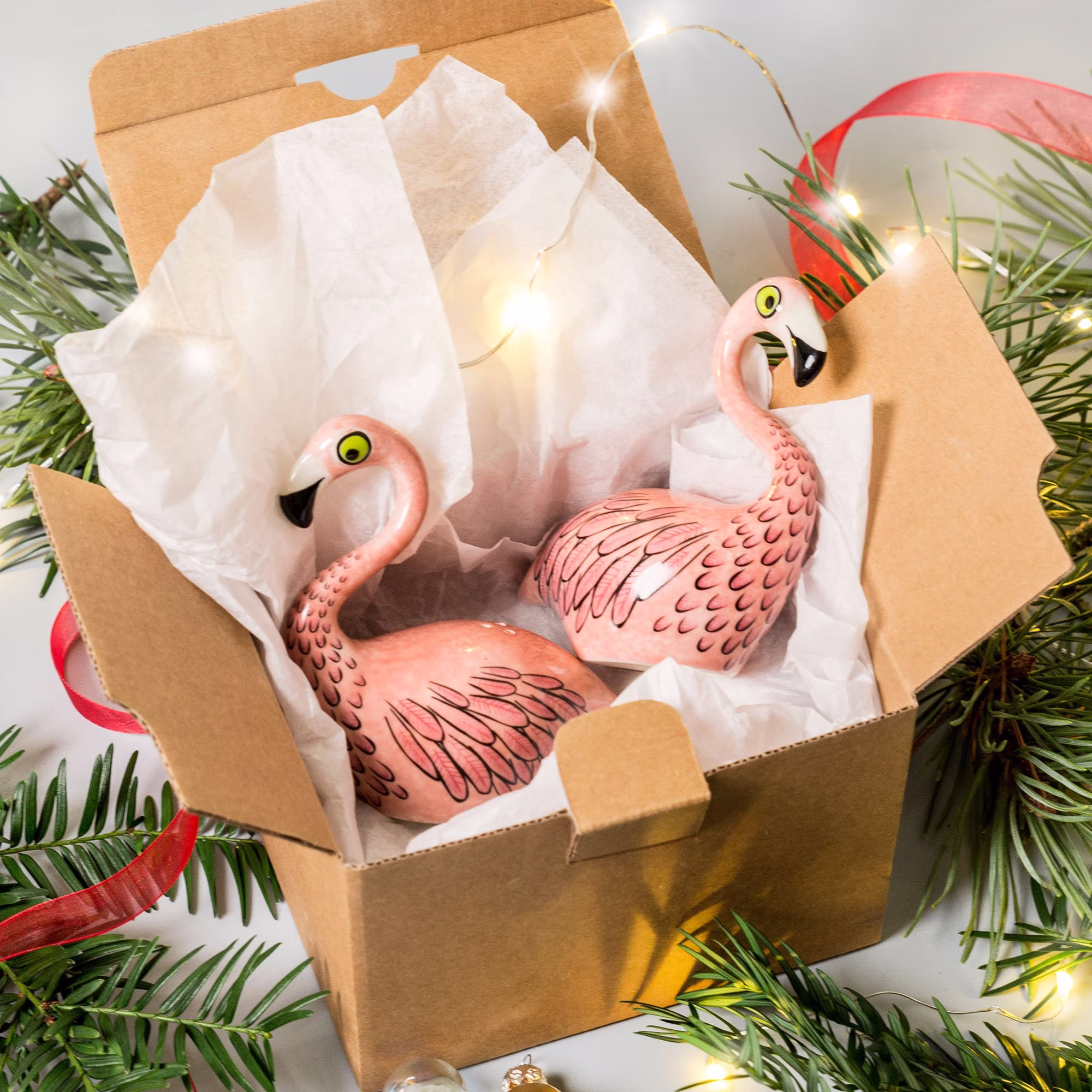 Handmade Ceramic Flamingo Salt & Pepper Shakers, Designed in The UK By Hannah Turner. Retro Pottery Cruet Set, Gift