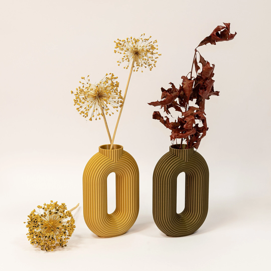 Donut Vase For Dried Flowers | Pampas Grass Vase in Nordic Decor Ribbed As A Gift New Home