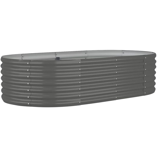 Garden Planter Powder-coated Steel 152x80x36 cm Grey Vidaxl Grey