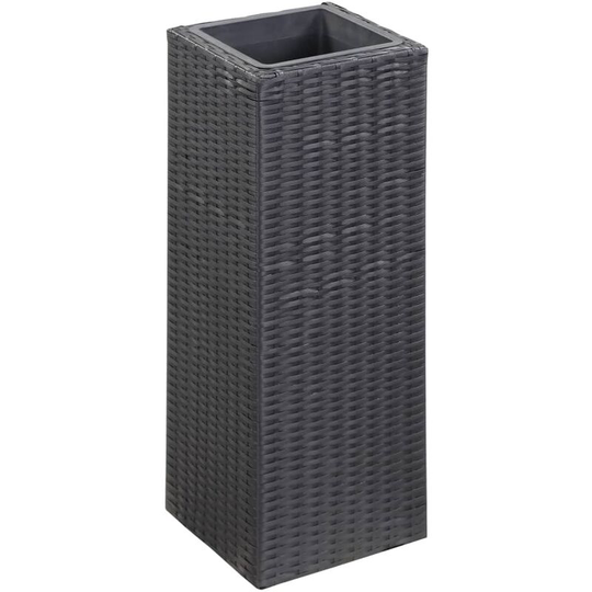 Topdeal - Garden Raised Bed 28x28x80 cm Poly Rattan Black FF46923_UK