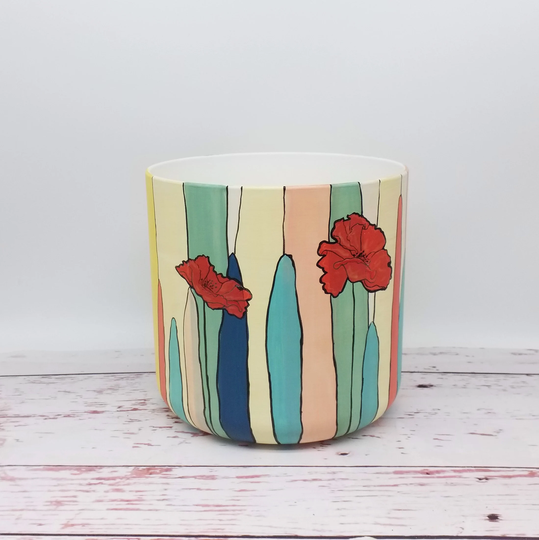 Eco Friendly Planter - Plant Pot Indoor 16 cm Diameter Made With Recycled Plastic, Hand Painted