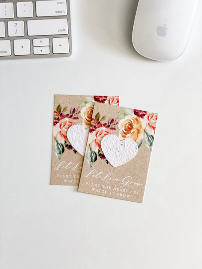 Grownotes™, Let Love Grow Favor Cards, Golden Kraft, Mailable Favor, Mini Seed Paper Plantable, Wallet Size, Wedding Shower, #14