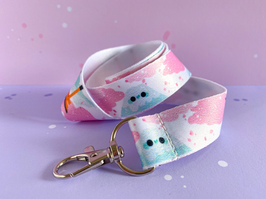 Sakura Season Mt Fuji Lanyard - Pastel Sakuras Wearable Merch Cherry Blossoms Happy Student Accessories Designed By Keeper Of The Suns