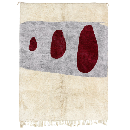 White Beni Ourain Rug Modern Moroccan Rug Custom W-40_Gy-36_rd-17