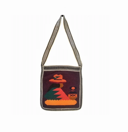Vintage Handmade Peruvian Multicolored Wool Medicine/Crossbody Bag with Woven Imagery
